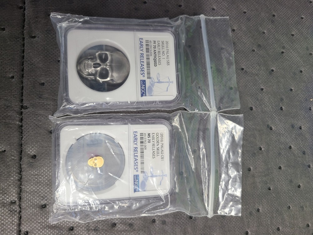 2016 PALAU SILVER, GOLD SKULL