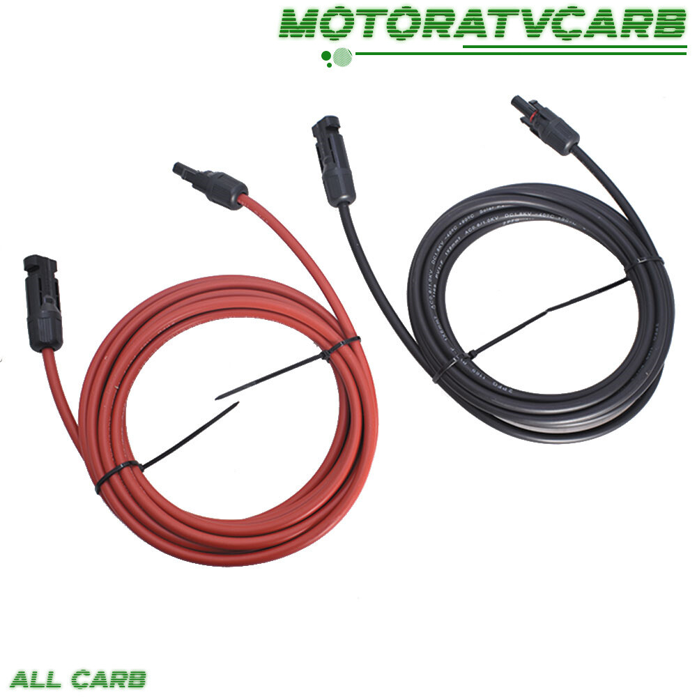 ALL-CARB 10 AWG 15 FT Solar Panel Extension Cable Wire Connector Black + Red