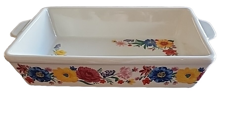 Pioneer Woman ~ BRILLIANT BLOOMS ~ Stoneware ~ Baking Pan ~ Casserole Dish