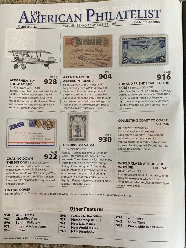 American Philatelist Magazine 2022, October