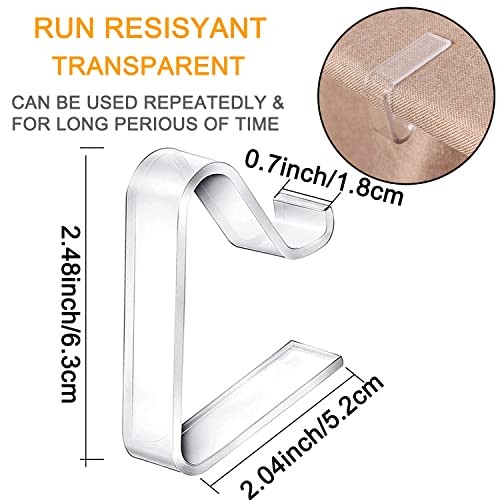 48 Pieces Transparent Clear Tablecloth Clips, Plastic Table Cloth Large