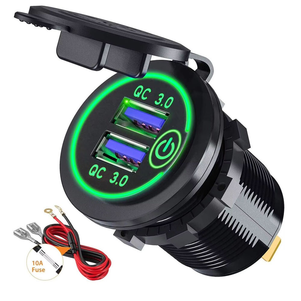 2PCS USB Outlet Quick Charge Socket 3.0 Dual USB Power Outlet with Touch Switch