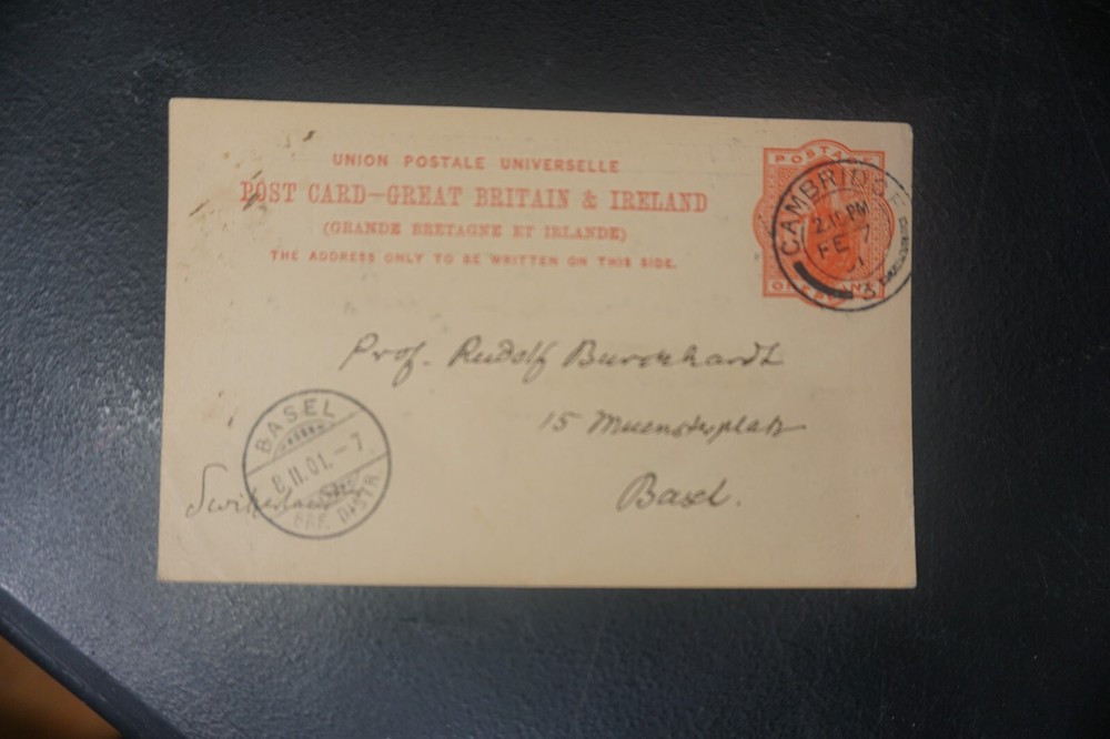 England 1901 postal card to Basel