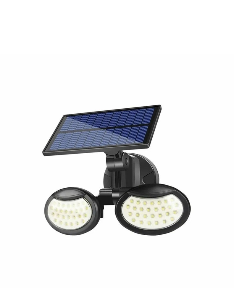 Dual Headlight Solar Panel Rechargeable Spotlight 56 LED Motion Detection Sensor