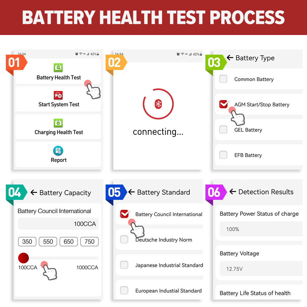 LAUNCH BST360 Bluetooth Battery Testers 12V Automotive Battery Analyzer Load
