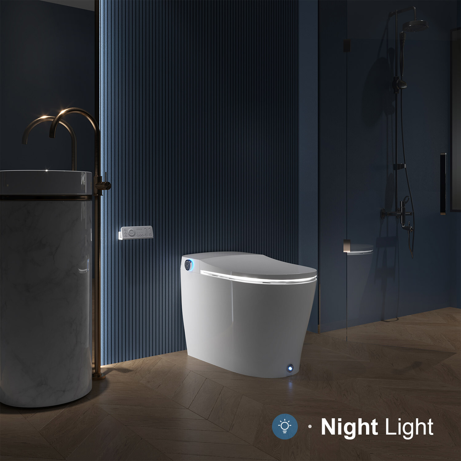 HOROW Smart Toilet Bidet Seat Elongated One Piece Toilet Dryer Auto Open Close