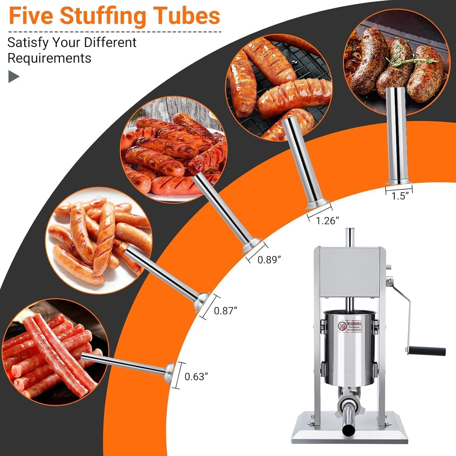 3L Manual Sausage Stuffer Dual-Speed Stainless Steel Sausage Filler & 4 Tubes​​