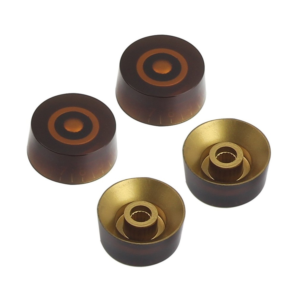 FLEOR 4PCS Barrel Style brown Volume Tone Control Speed Knobs Guitar Button