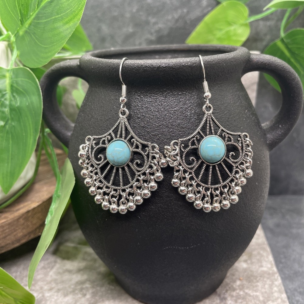 2.5” Silver-tone Boho Retro Earring Set Drop Dangle New Free Ship B6368
