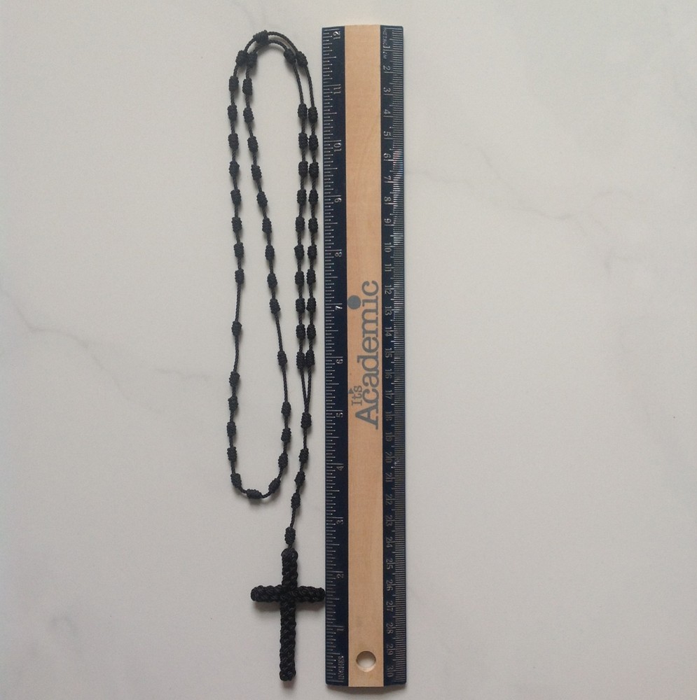 Black Knotted Nylon Cord ROSARY+ Black Decenario