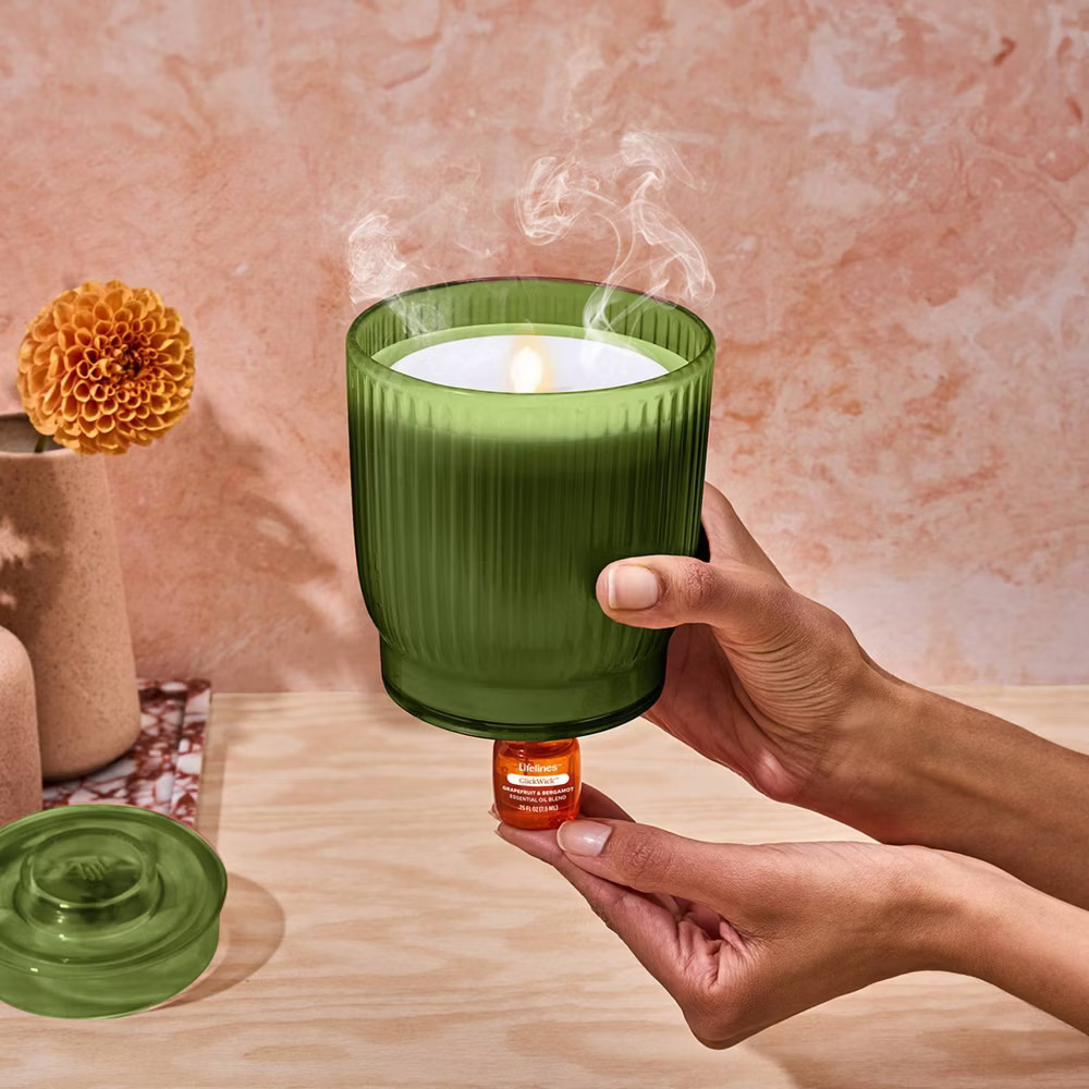 Lifelines Ribbed Olive Flameless Candle Diffuser