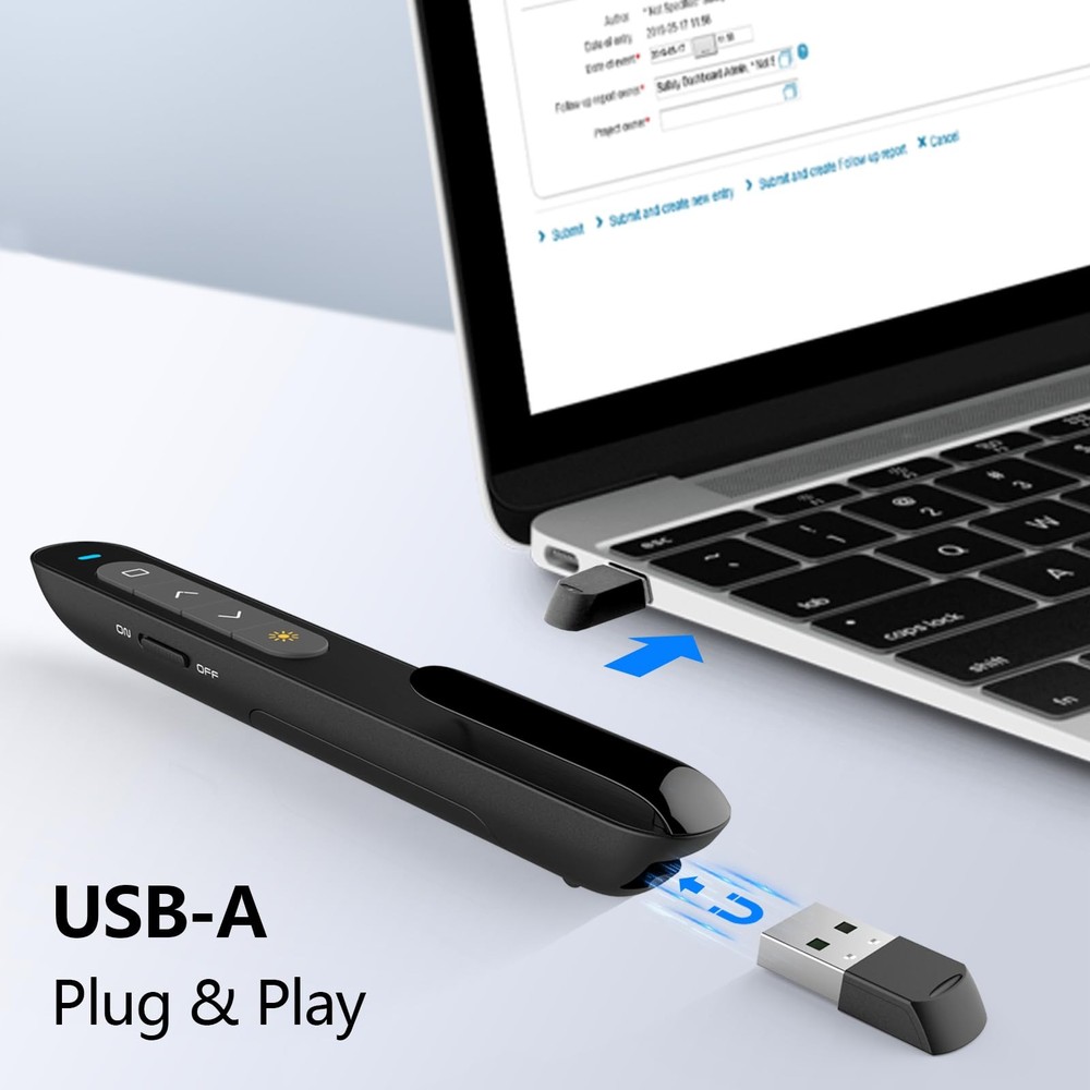 N76 Rechargeable Presentation clicker with Pointer, Long Range Presentation R...