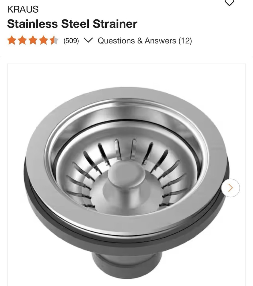 KRAUS Stainless Steel Kitchen Sink Strainer