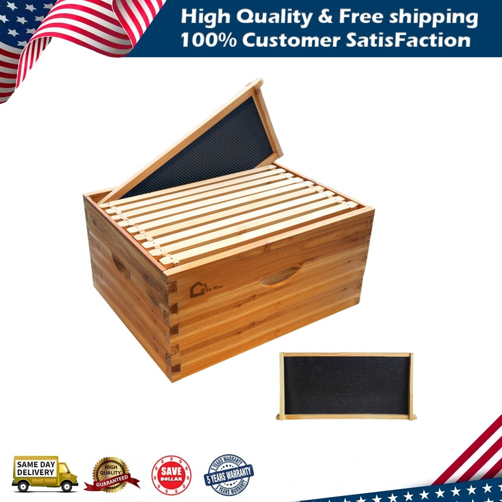 Langstroth 10 Frame Bee Hive Boxes Starter Kit Beehive for Beekeeping Supplies