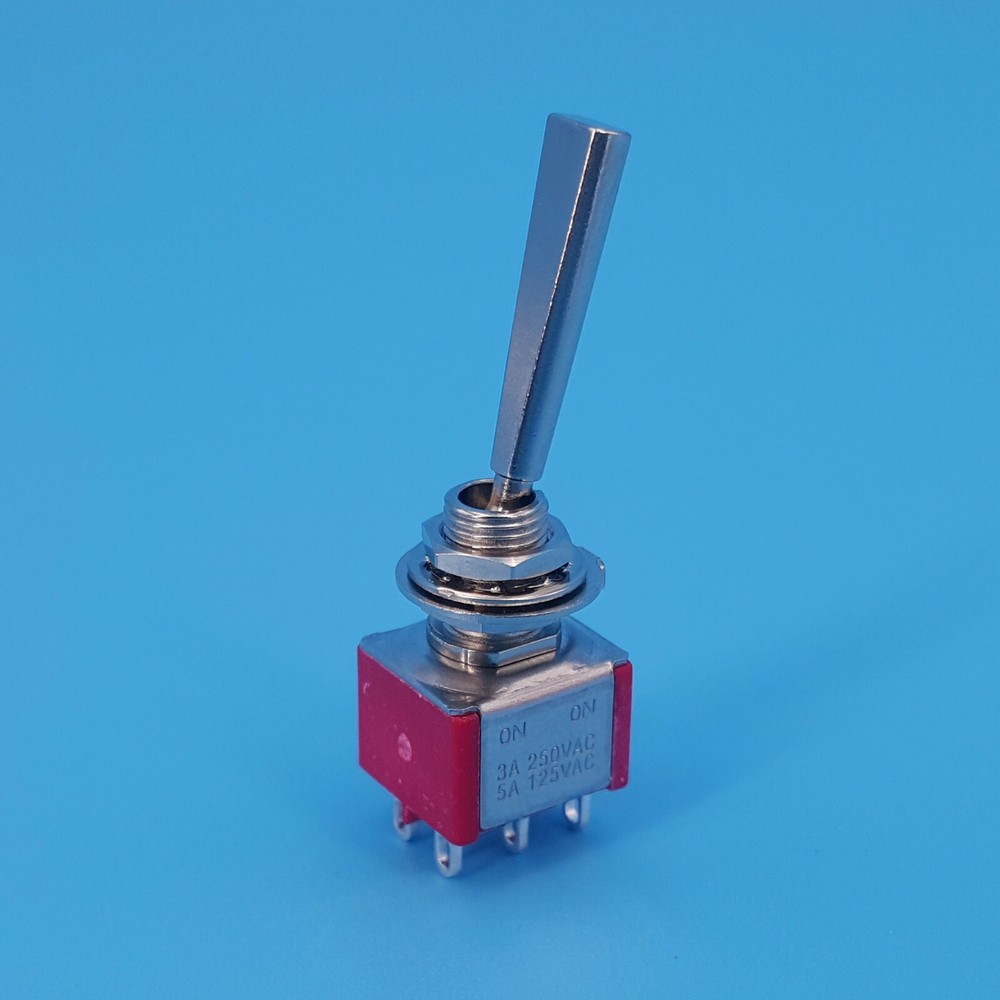 5Pcs SH T8011-U2 Long Flat Handle 6Pin DPDT ON-ON 2 Position Mini Toggle Switch