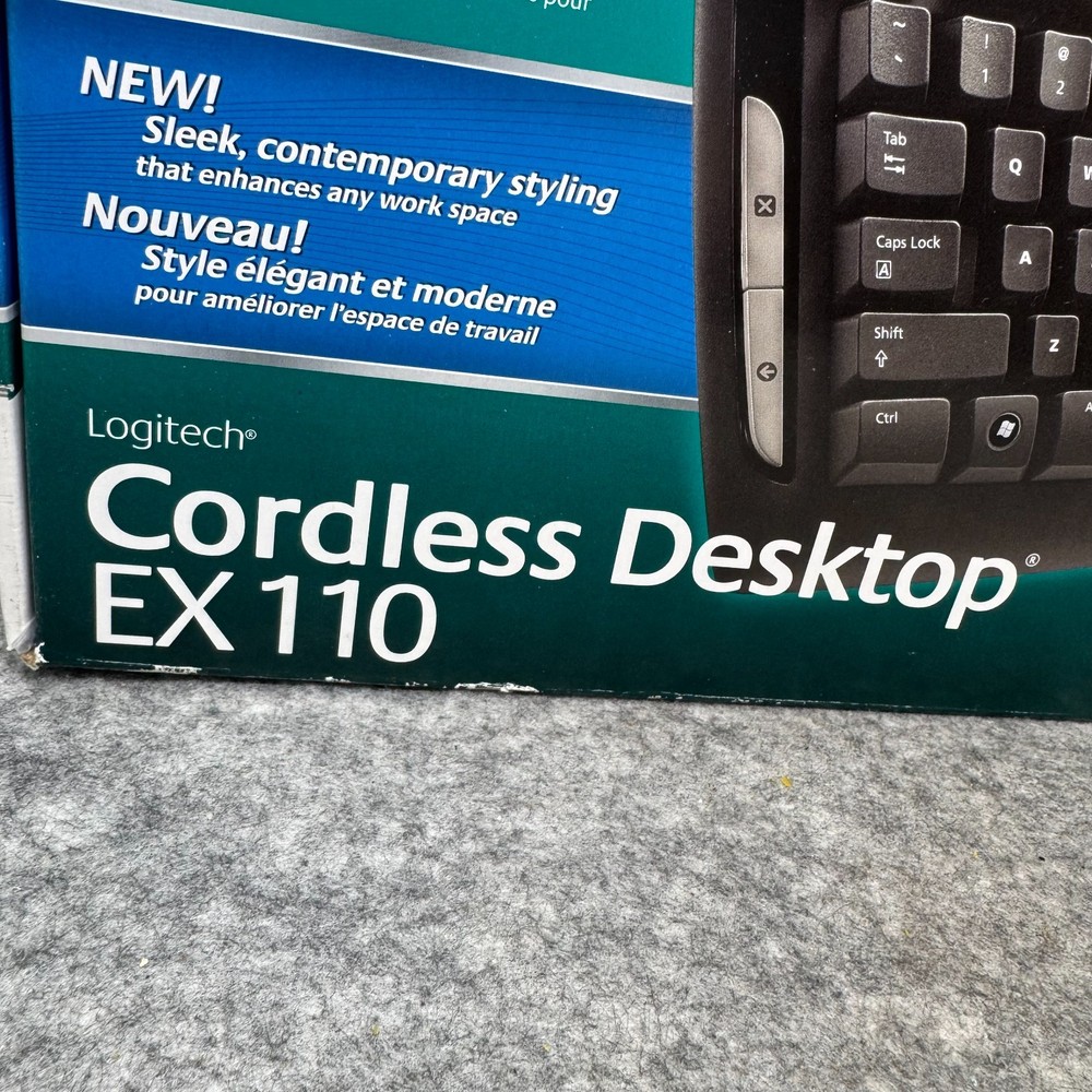 Logitech EX110 Cordless Desktop Wireless Keyboard & Optic Mouse Open Box