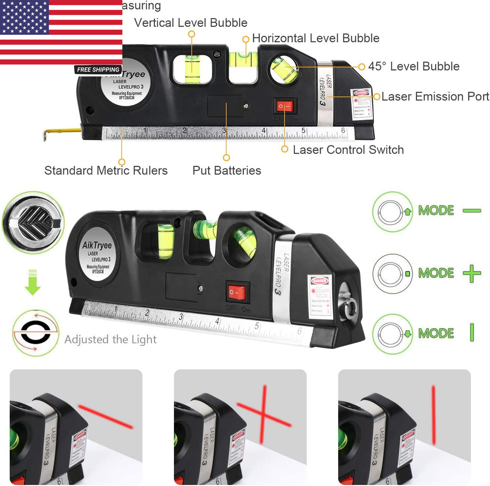 Level Tool Laser Level Leveler Tool Cross Line Vertical and Horizontal Line with