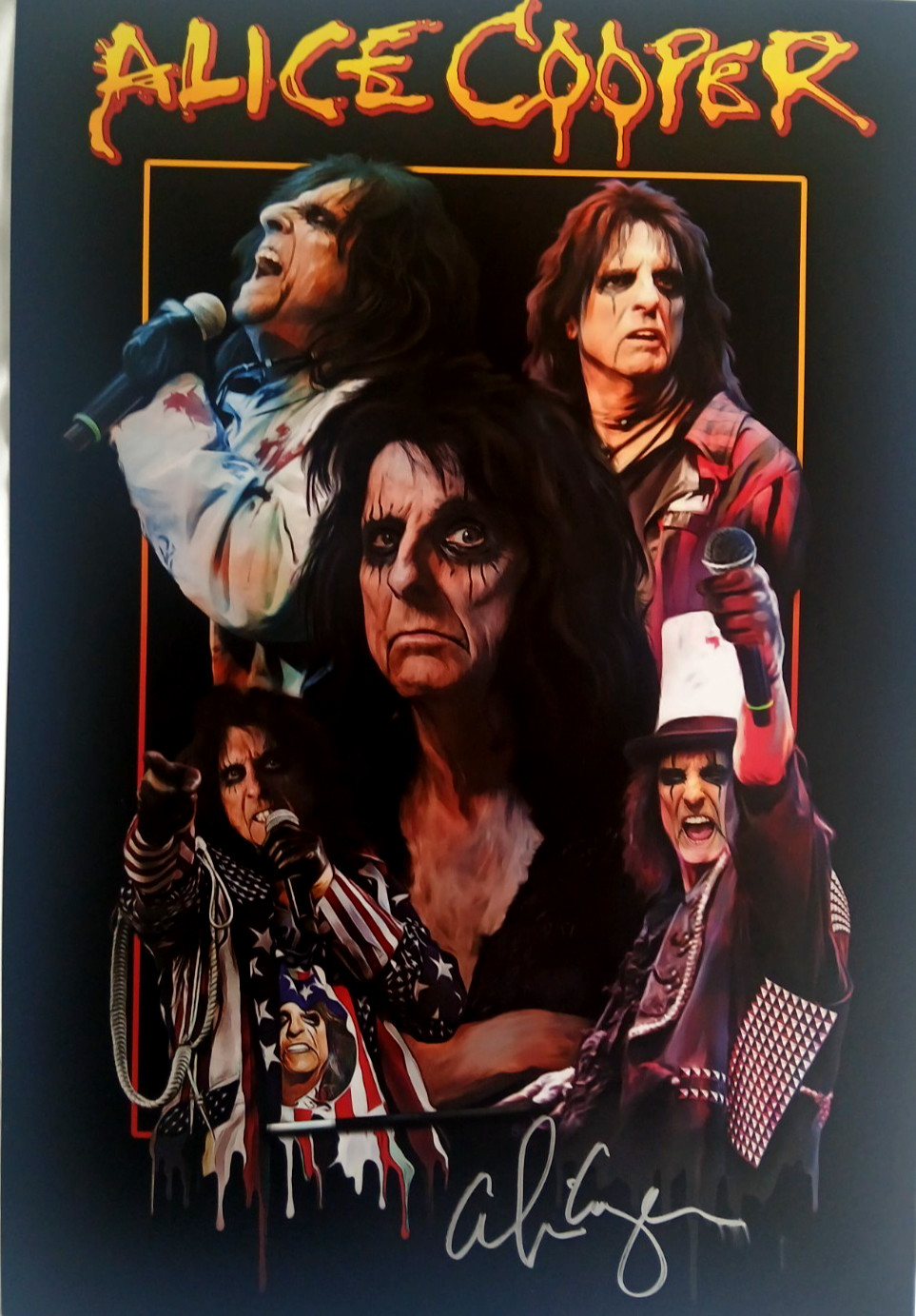 Alice Cooper Hand Signed poster and Backstage Pass Meet and Greet Rare 2023
