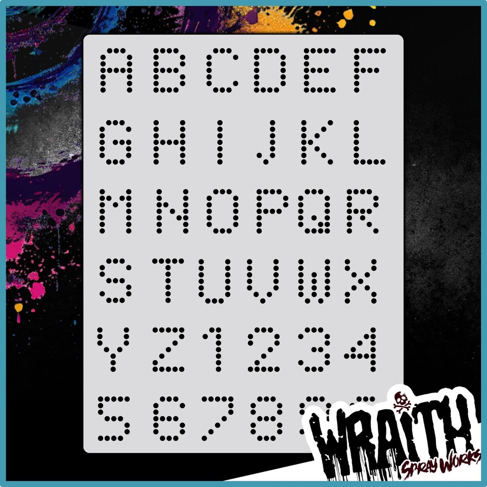 Dot Font #1 - Reusable Airbrush Stencil Template