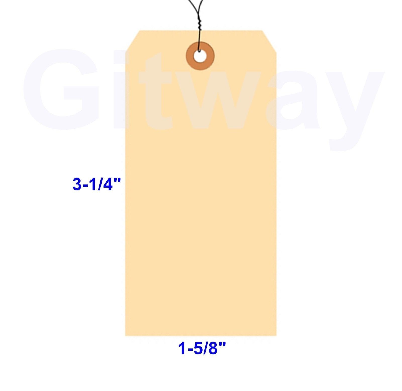 1000- 3 1/4" x 1 5/8" Size 2 Manila Inventory Shipping Hang Tags with Wire 13 Pt