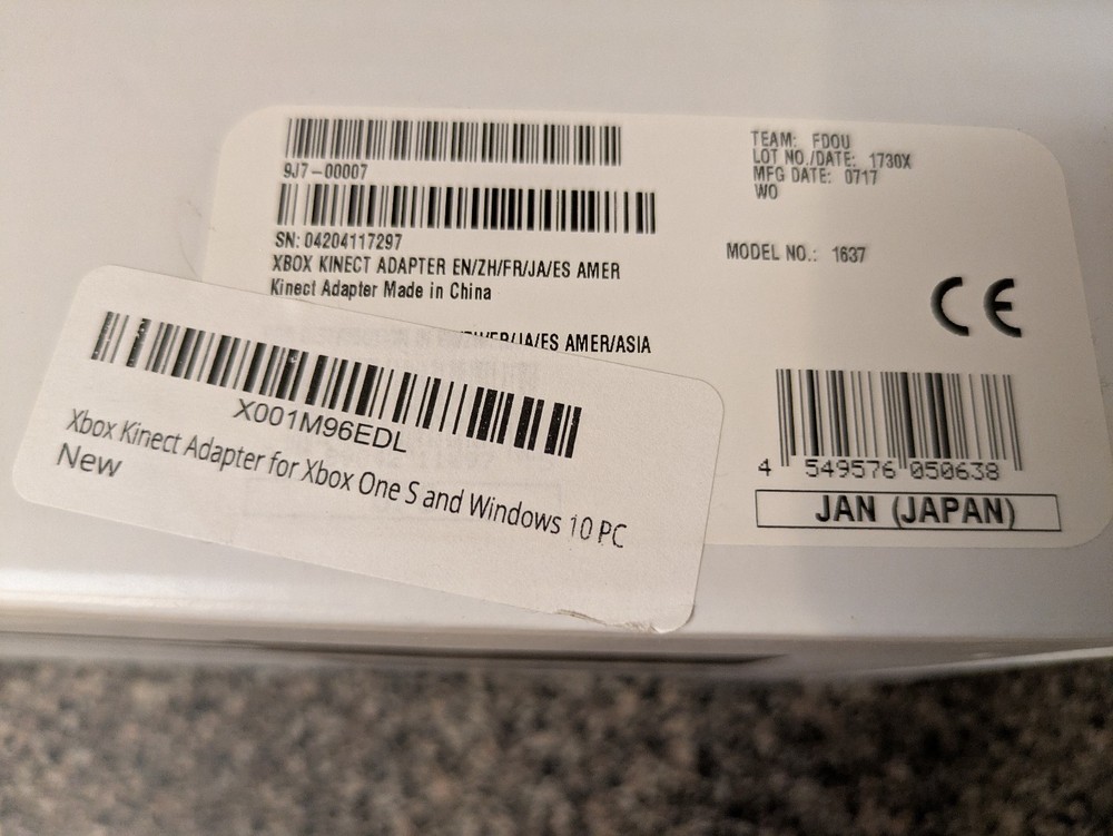 Used XBOX One Kinect Sensor Model 1520 and NEW Unopened Kinect Adapter