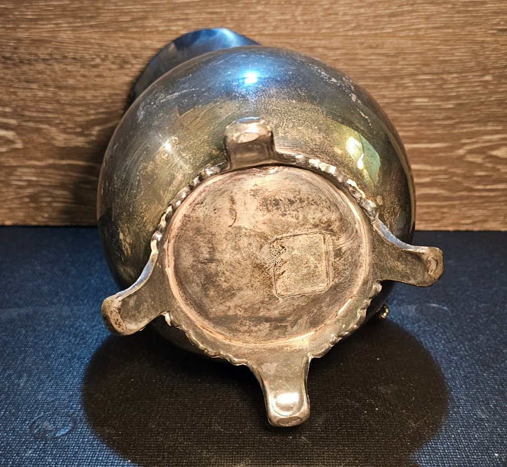 FB Rogers Silver Co Silverplate Water Pitcher Footed Lip Ice Guard Vintage EUC