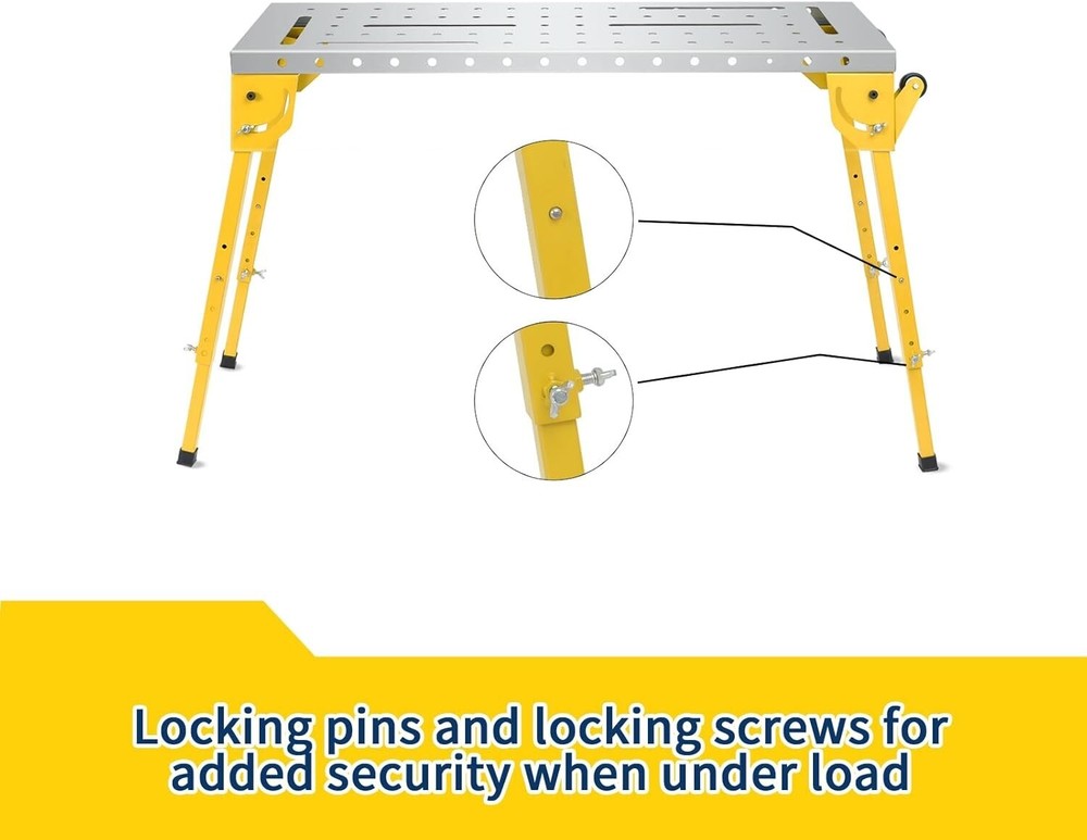 Welding Table 500LBS Folding Welding Workbench Wheels 44X21'' Adjustable Height