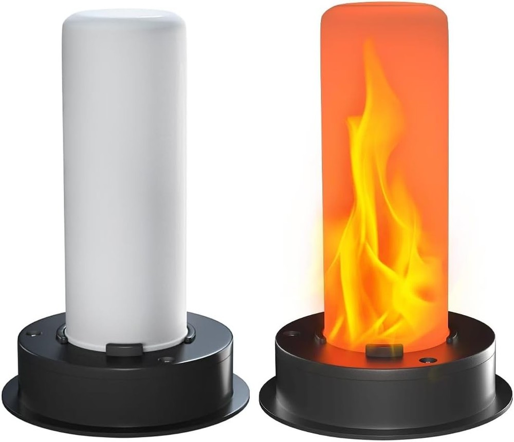 2 Pack Replacement Solar Light Tops with Flickering Flame,Waterproof Black