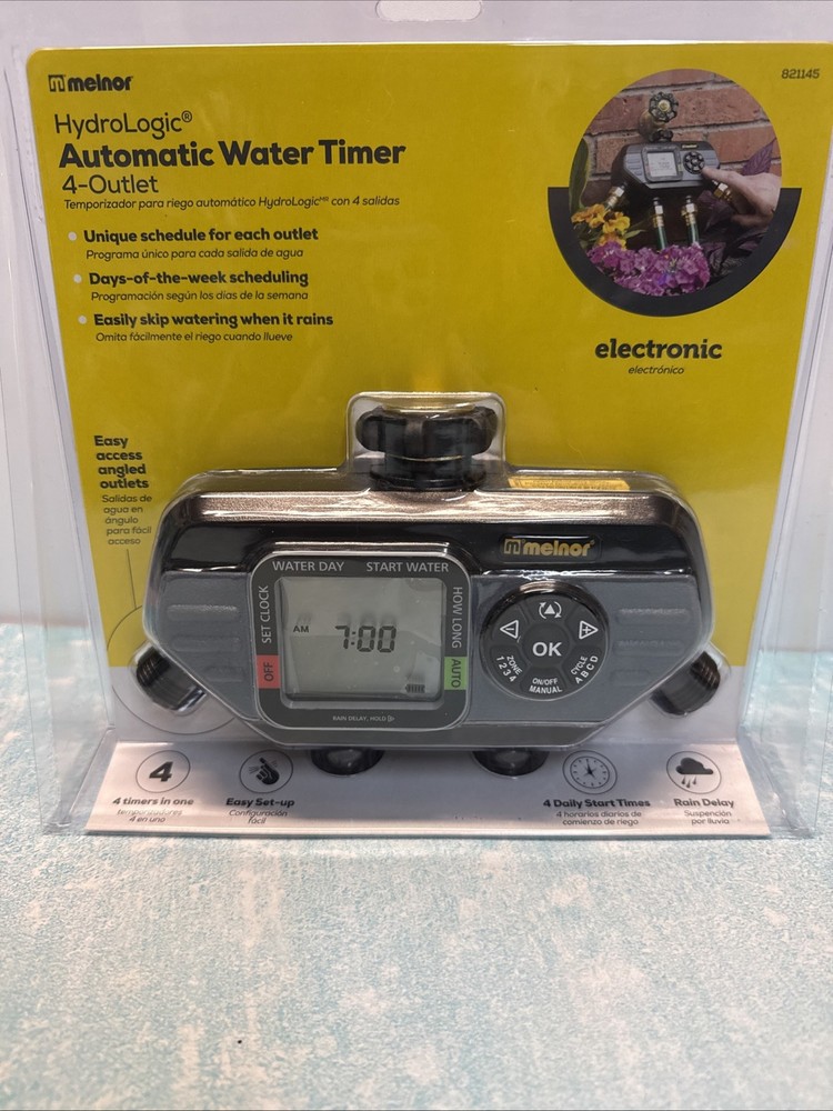 Melnor Hydrologic Automatic 4-Outlet Programmable Water Timer 821145 NEW