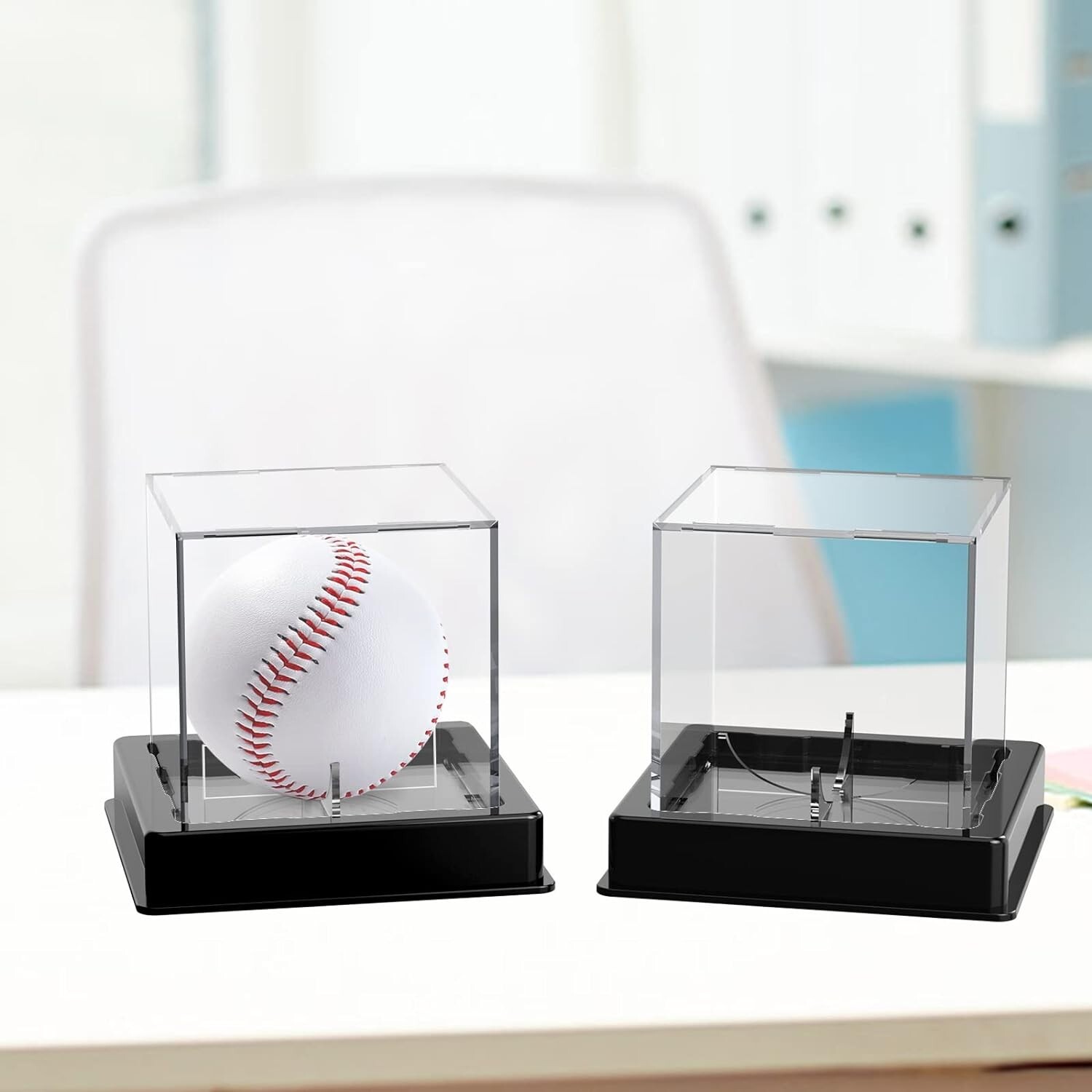 1 Baseball/Billiard Ball Holder Display Case Stand, Acrylic Cover, UV Protection