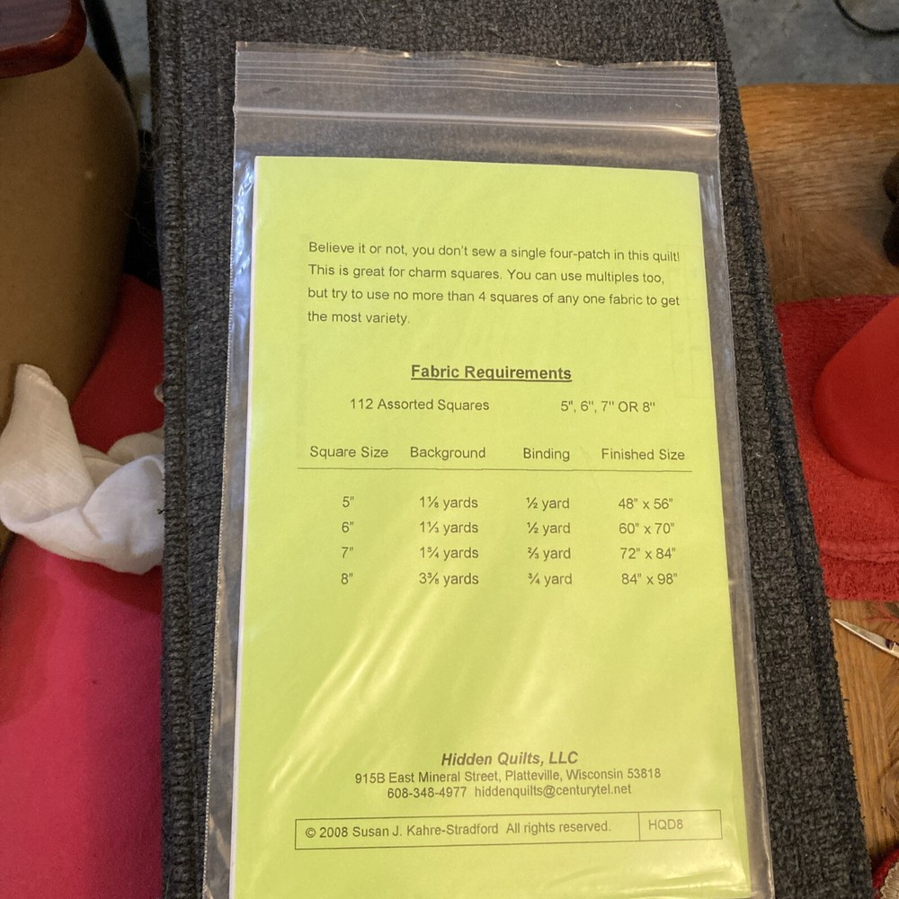 Rare Hidden Quilts, LLC NOT REALLY A FOUR PATCH Quilt 2008 pattern only