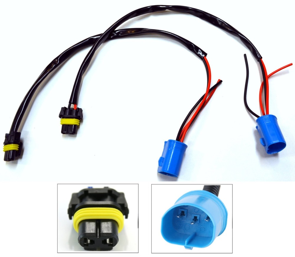 HID Kit Extension Wire 9007 HB5 Two Harness Head Light Bulb Ballast Socket Plug