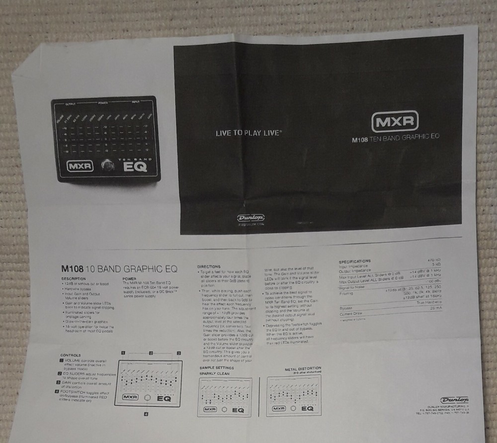 MXR 10 band graphic equalizer model 108
