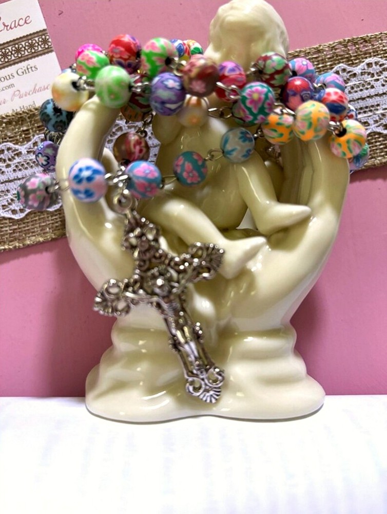 Floria Beaded Catholic Rosary Polymer Clay Prayer Beads