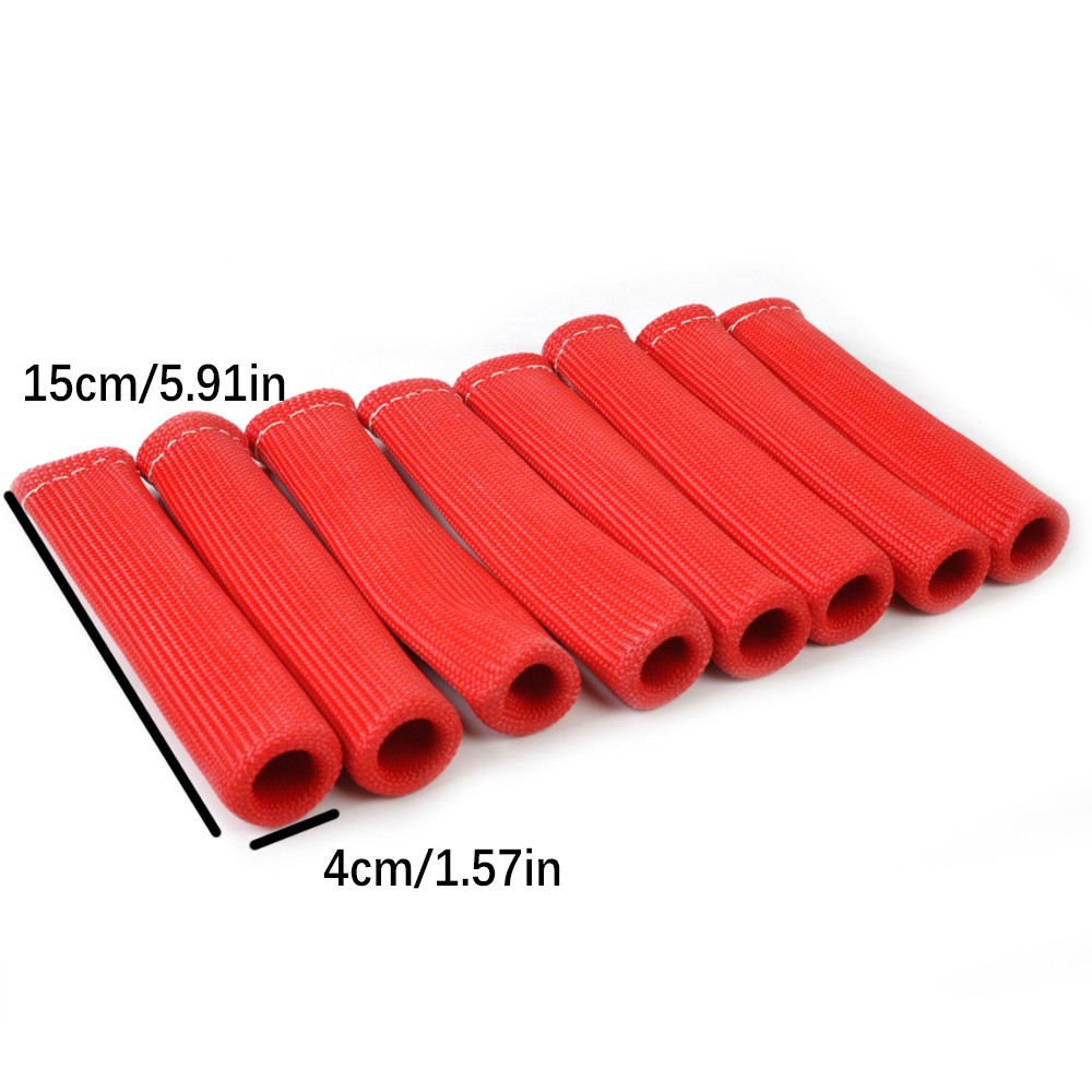 8PCS Red 1200° SPARK PLUG WIRE BOOTS HEAT SHIELD PROTECTOR SLEEVE for SBC BBC[