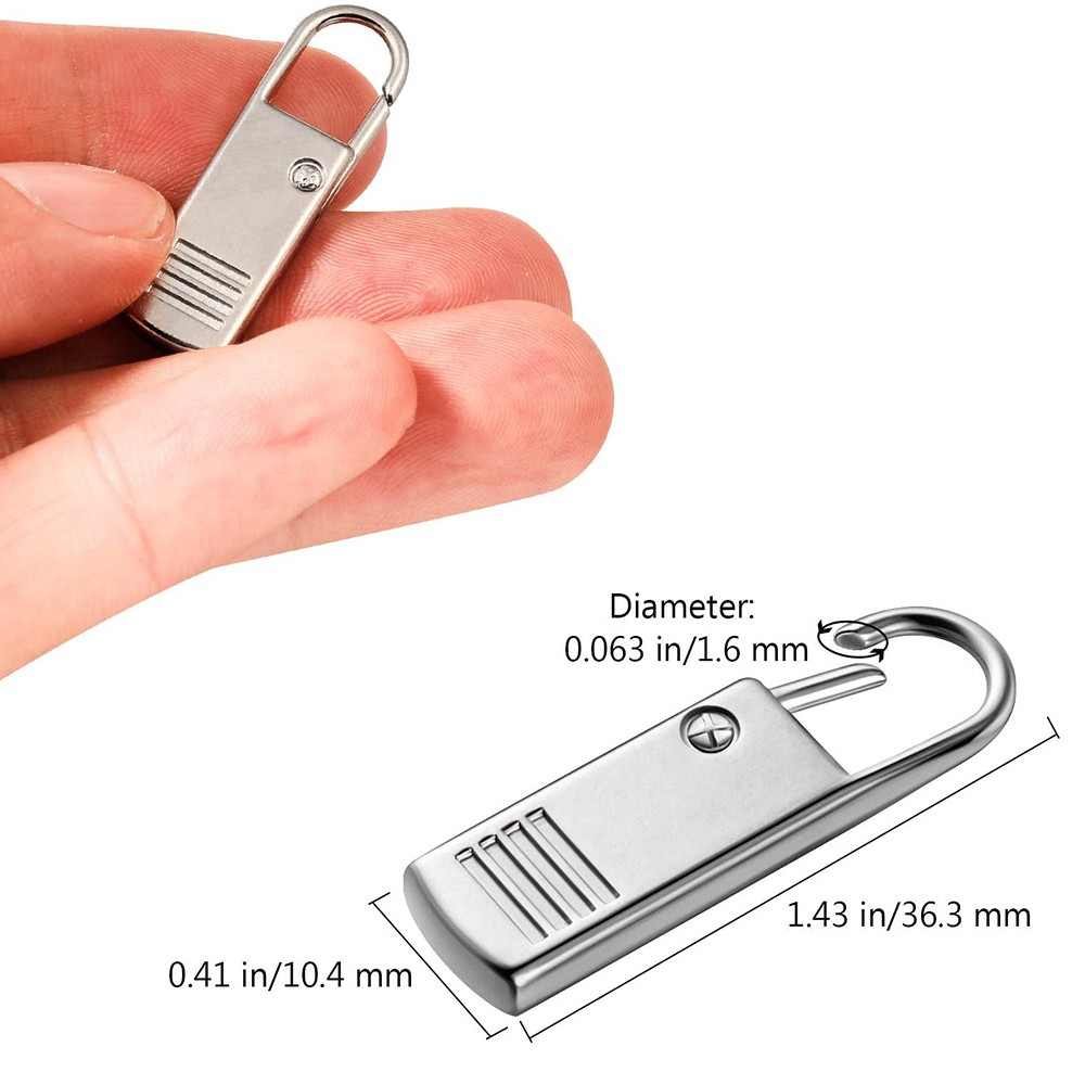 10Pcs Zipper Pull-Tab Replacement, Metal Zipper Puller Zip Slider Extender6843