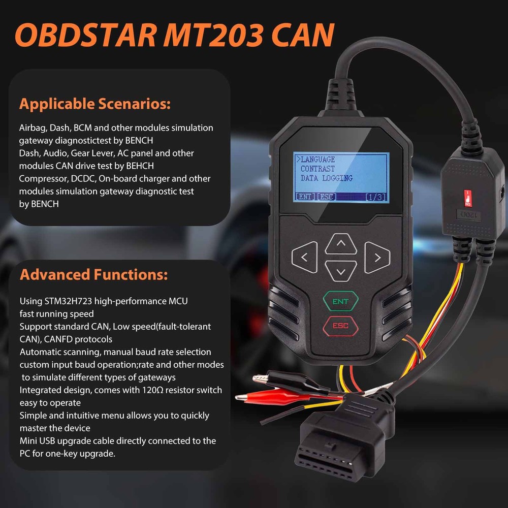 OBDSTAR MT203 CAN Driver/Gateway Simulator Support CAN Driver/Gateway Simulation