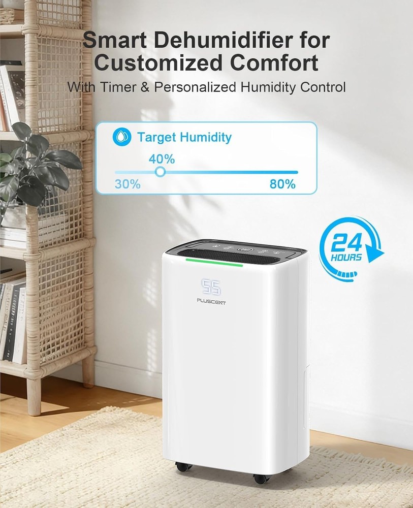 PLUSCENT 5000 Sq.Ft Dehumidifiers for Home, 52 Pints Compressor Dehumidifier