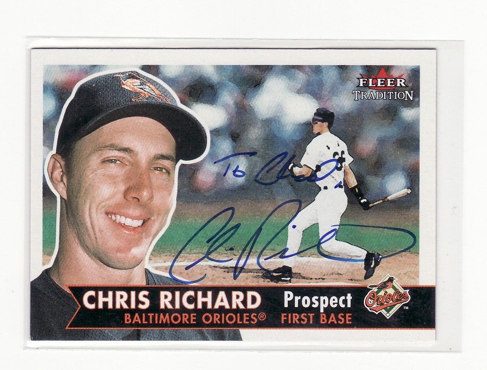 CHRIS RICHARD BALTIMORE ORIOLES PERSONALIZED AUTOGRAPHED CARD