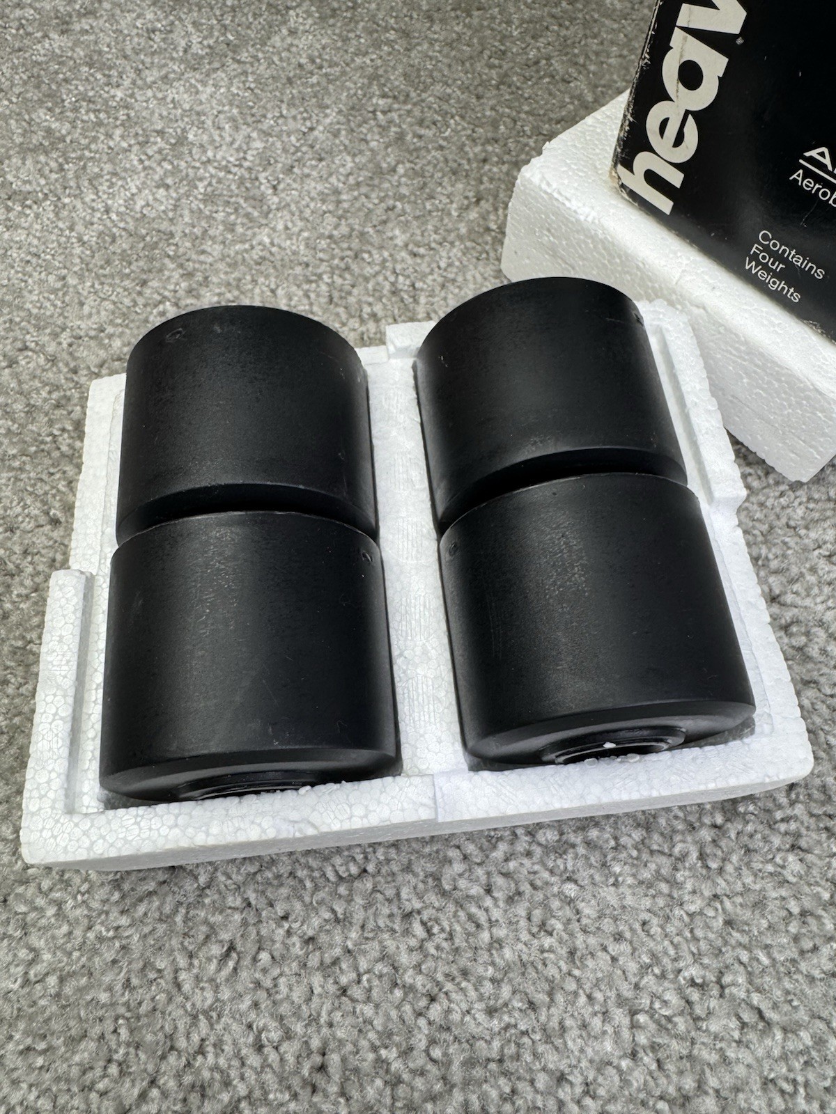 Vintage AMF Heavyhands 5 lbs Aerobic Weights Set of 4 Black USA w/ Box