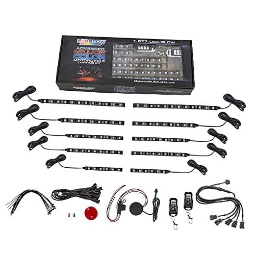 10pc Advanced Million Color LED Motorcycle Accent Underlow Light Kit - 15