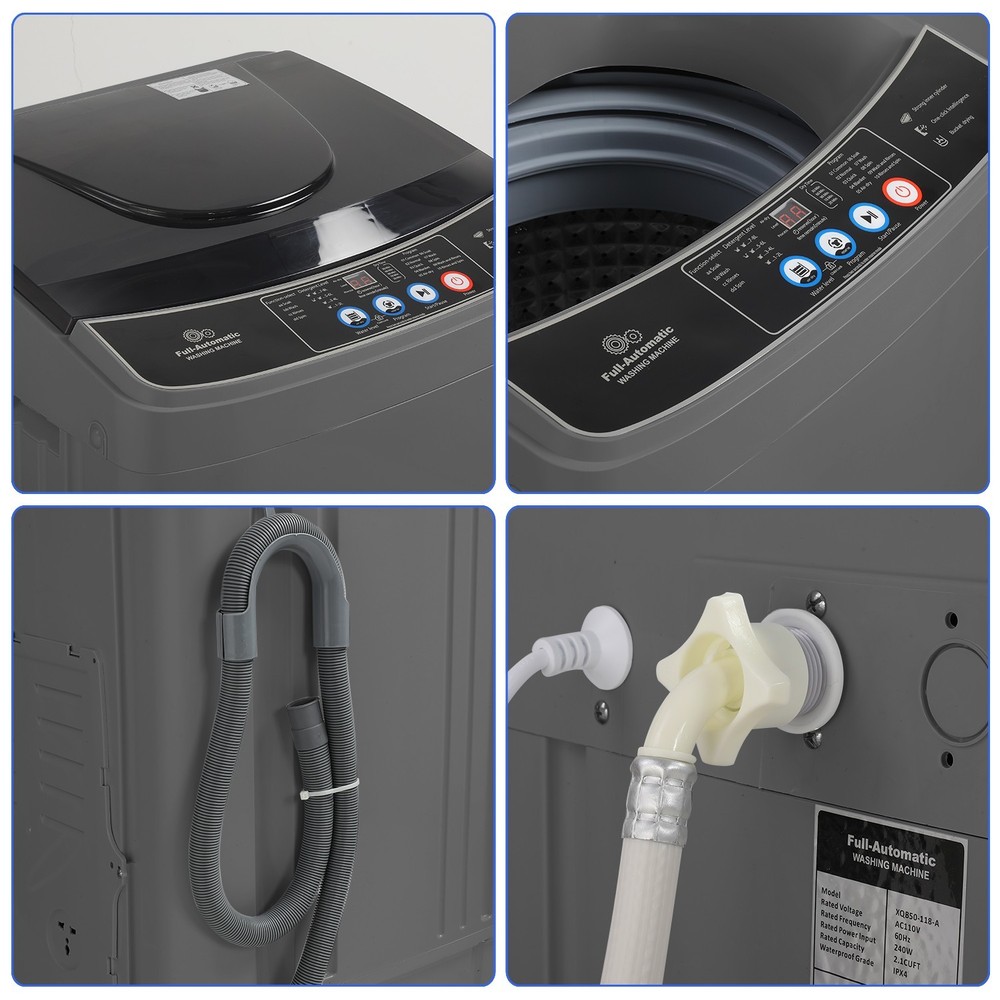 Combo Washing Machine Full-Automatic Portable Washer with Drain Pump 10 Programs