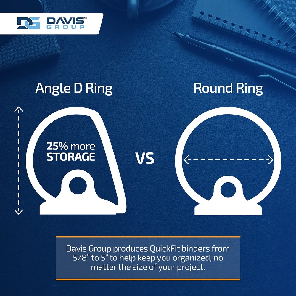 QuickFit View Binder, 3-Ring Binder for School or Office, Round Ring, Black, ...