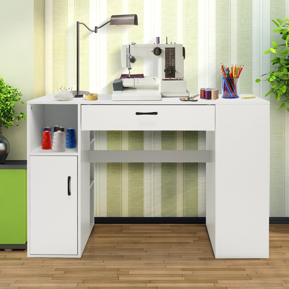 Craft Table with Storage, Artwork Sewing Table 14 Large & Small Storage Compa...