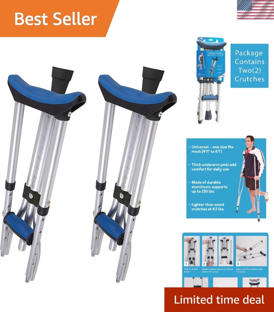 Universal Folding Crutches for Kids & Adults - Compact, Durable & Comfortable