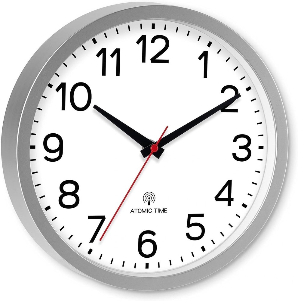Modern 12-Inch Battery Powered Atomic Wall Clock for Effortless Timekeeping