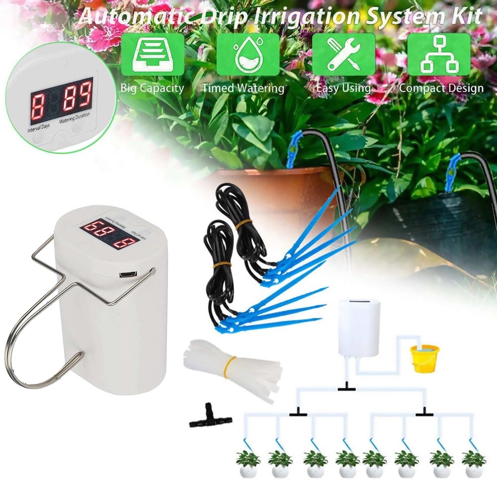 Electronic Watering Timer Device with Display Panel for Potted Plant Irrigation