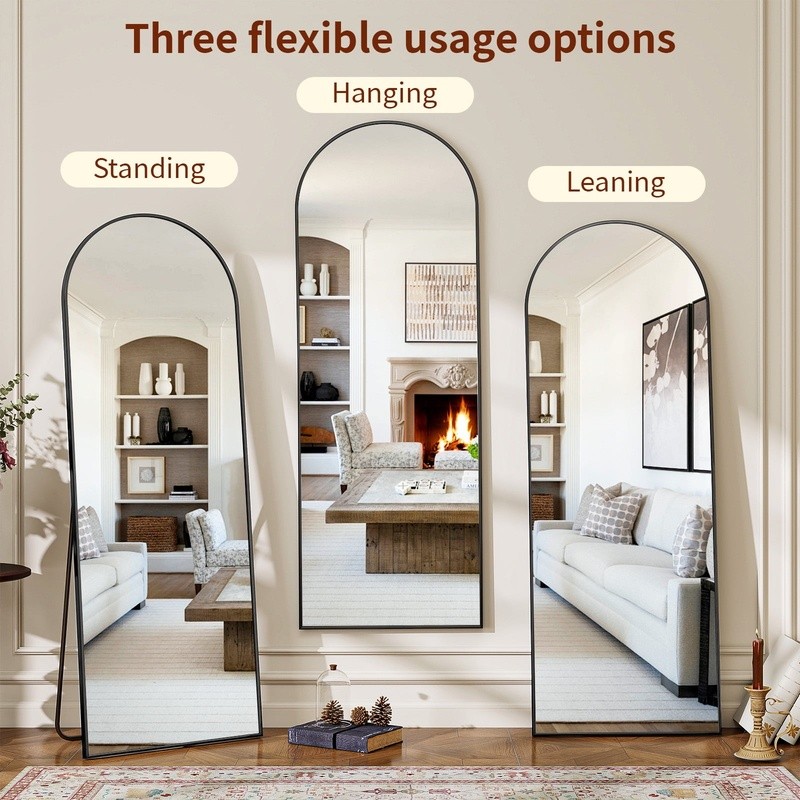 Freestanding Full Length Mirror Arch Adjustable Clear Reflection Easy Mounting