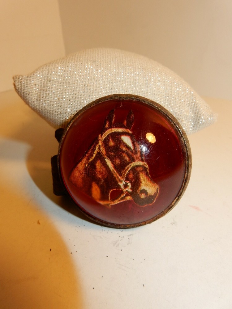 Vintage Horse Image Under Glass Halter Concho