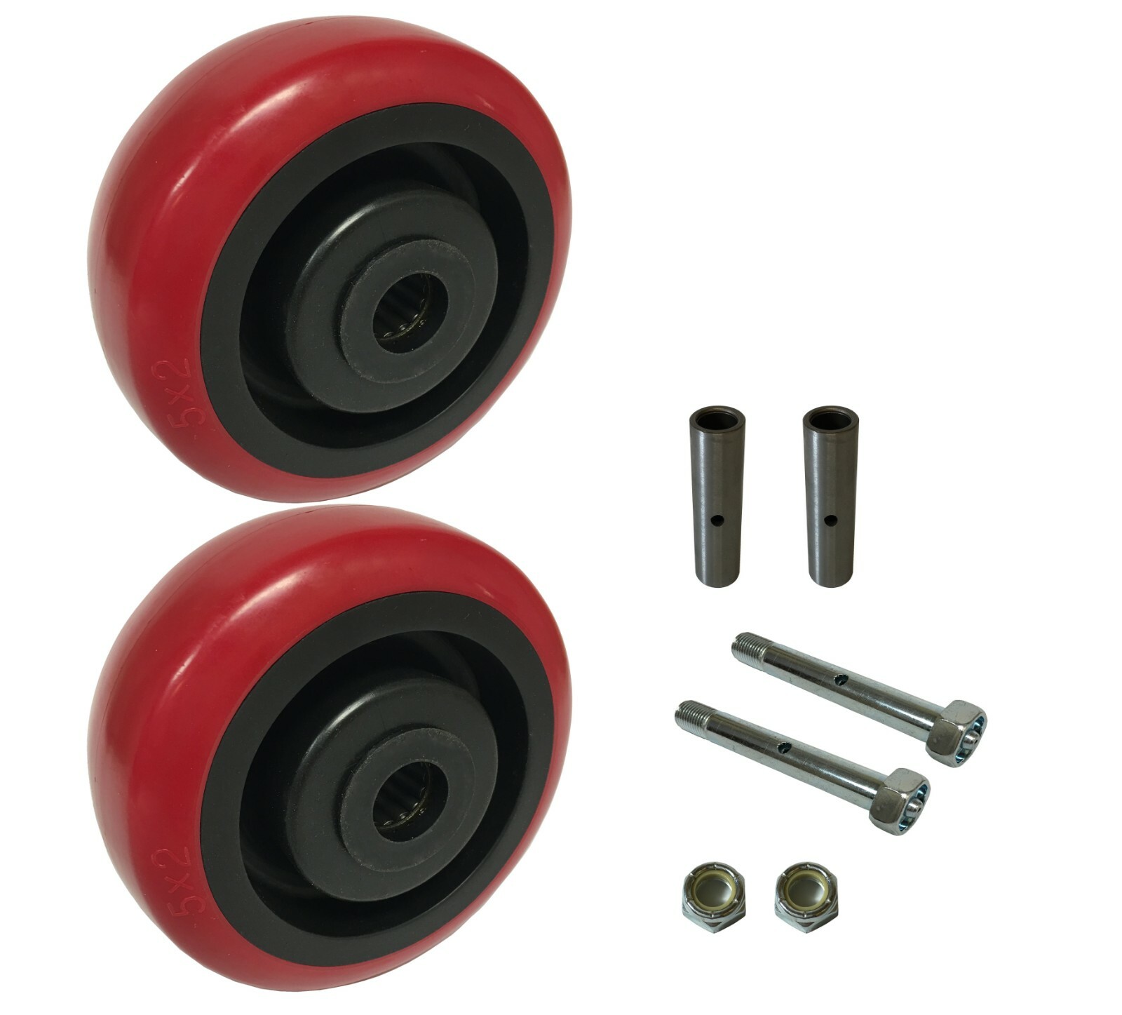 2 Caster Wheels Set 4" 5" 6" 8" Polyurethane on Plastic Wheel With Bearing & Kit